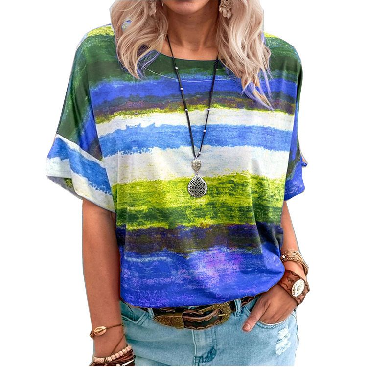 Gradient contrast women's short sleeve 30 01