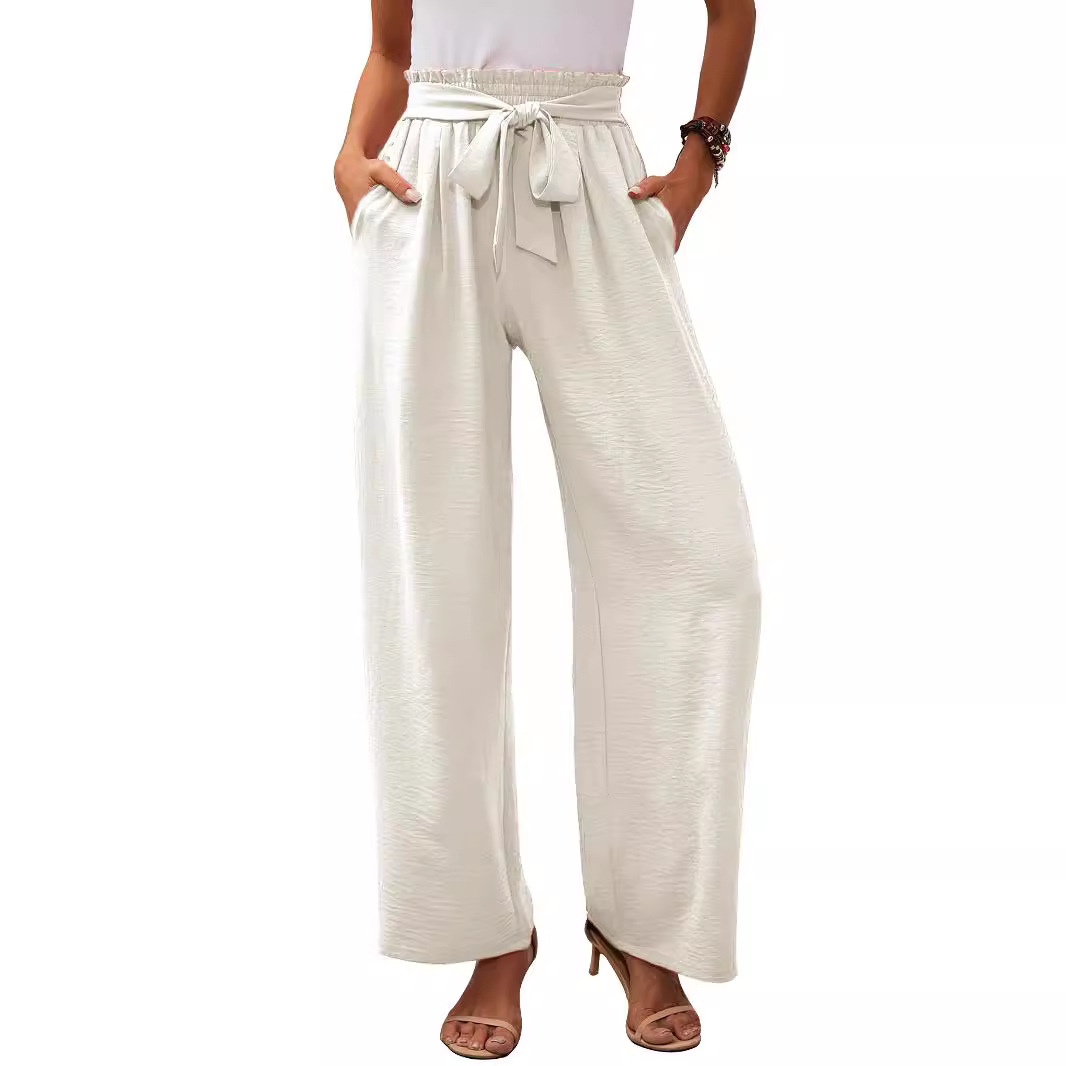 High waist adjustable lace-up loose trousers 39 02