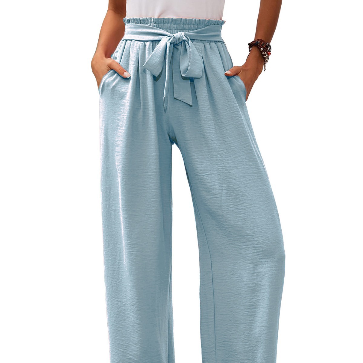 High waist adjustable lace-up loose trousers 39 01