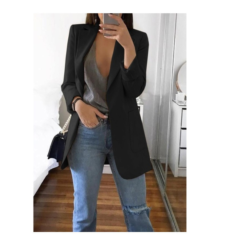 Lapel slim fit cardigan coat for women 58 02